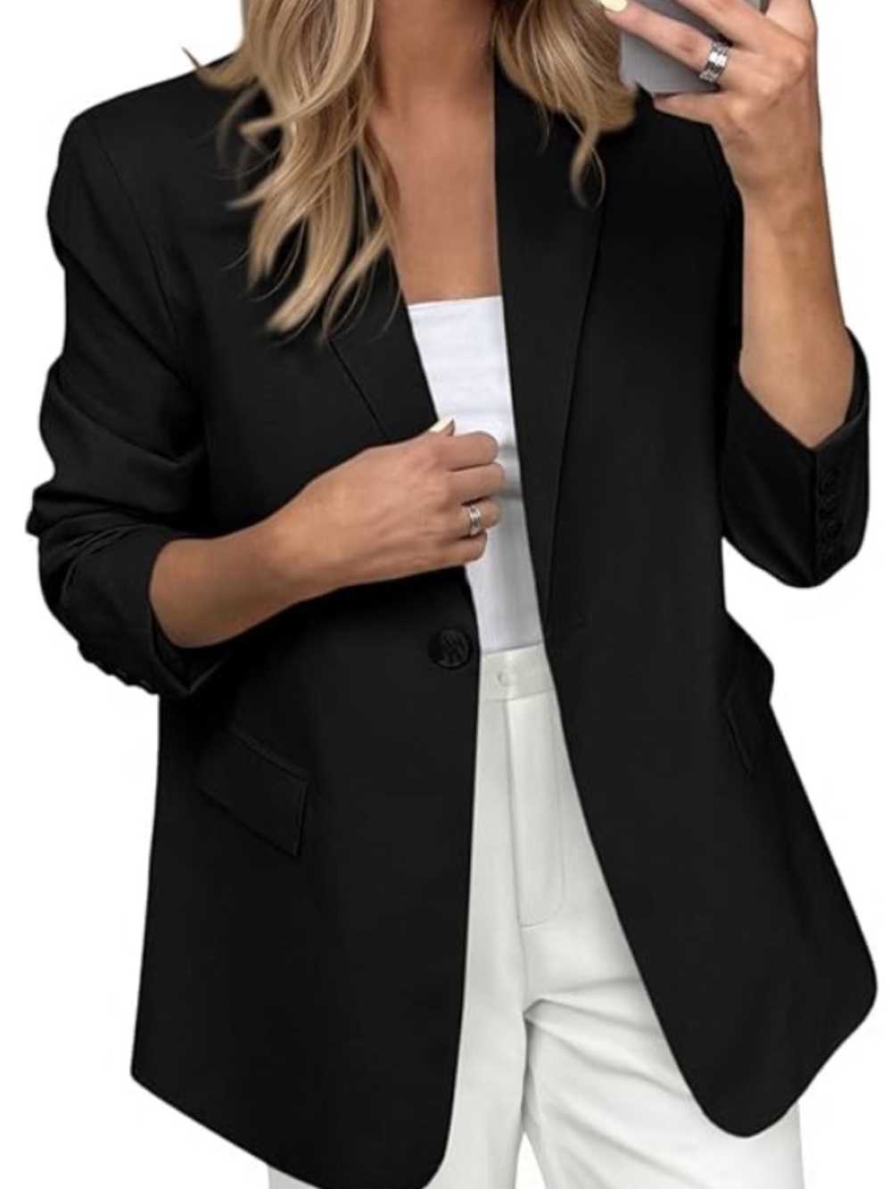 Pretty Garden Open Front Black Blazer XL